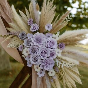 Lavender Floral Arrangement with Pampas Grass Wedding Arch Decor